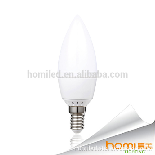 5W C37 Aluminum bulb, frosted cover, E14/E27base IC driver, 80lm/w, 200degree angle, Led Bulb